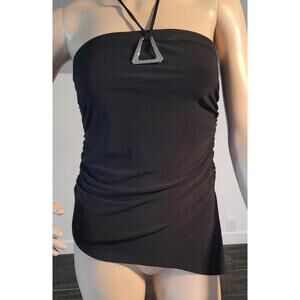 Digital Clothing  Medium Polyester Strapless Black Top  with Silver Clasp GTT308